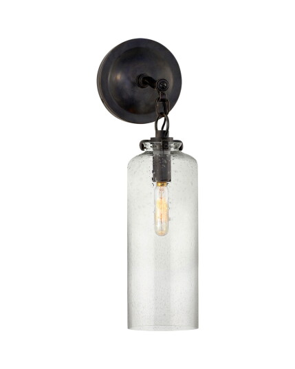 Visual Comfort Katie Small Cylinder Sconce Bronze/Seeded Glass