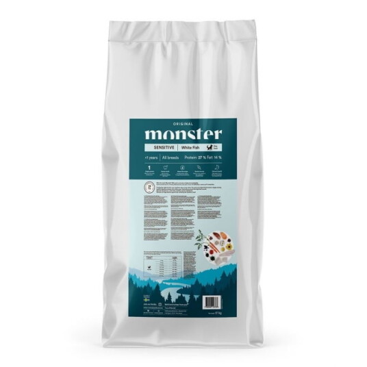 Monster Pet Food Hundefôr for Voksne Alle Raser Sensitive Hvit Fisk 17 kg Monster Pet Food Hundefôr for Voksne Alle Raser Sensitive Hvit Fisk 17 kg