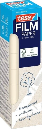 Tesa Tesa Tesafilm Paper 10 M Gjennomsiktig Papir 19 Mm 8 Stykker