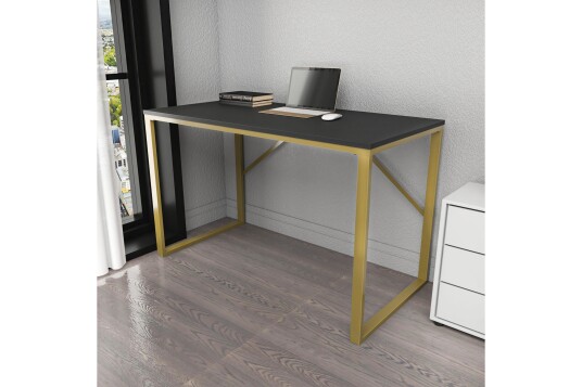 Skrivebord Wraphis 60x74x120 cm Gull/Antrasitt