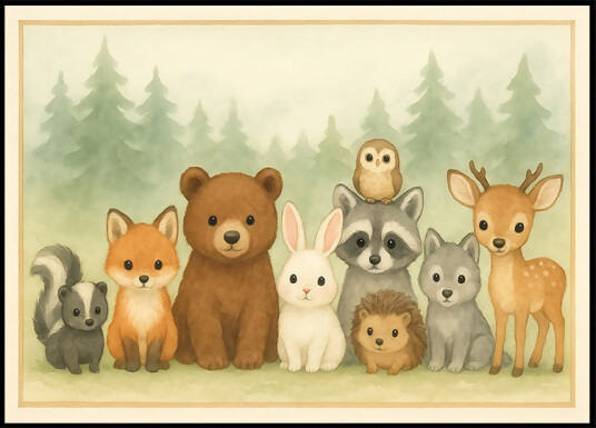 Cute forest animals No.2 Plakat Plakat / 30x40cm