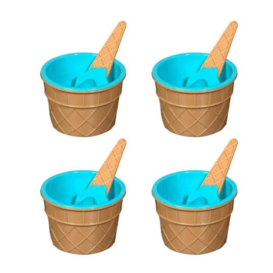 4x Glassboller med skjeer - Blå