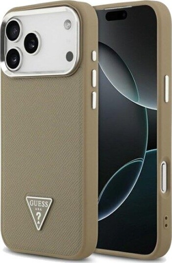 GUESS Grained Triangle Logo MagSafe case for iPhone 17 Pro Max - brown
