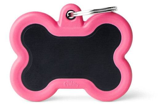 Myfamily Hushtag Collection Id Tag-Aluminium Med Plast Kant Sort/Rosa