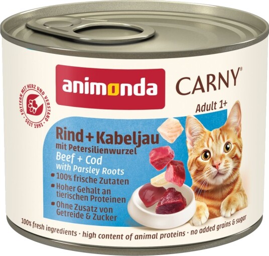 Animonda Carny Våtfôr Adult Sparepakke Carny Torsk & Persillerot Okse 24 X 200 G