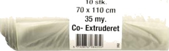 Sæk 100Ltr B700xl1100mm 35My Co Ekstruderet Transparent,20 Rl X 10 Stk/Krt