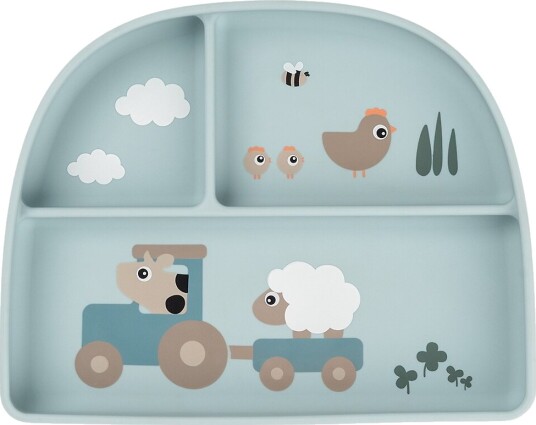 Done by Deer Stick&Stay Compartment Plate Tiny Farm Blue Blue 20X 16X H 3CM Done by Deer Stick&Stay Compartment Plate Tiny Farm Blue Blue 20X 16X H 3CM