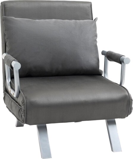 Northio Sovesofa Med Armlener 65X69X80Cm 3-I-1 Gjesteseng Sammenleggbar Madrass Sjeselong Kunstskinn Grå