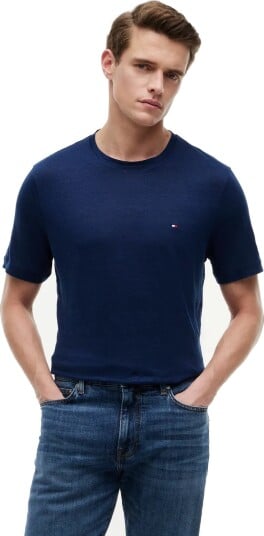 Tommy Hilfiger Linen Regular Tee Navy M Tommy Hilfiger Linen Regular Tee Navy M