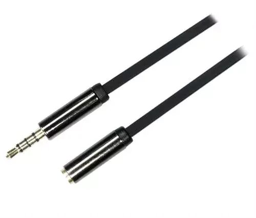 Deltaco 3,5mm Hodesett Forlengerkabel 0,5m Svart med 4-pins Kontakt Deltaco 3,5mm Hodesett Forlengerkabel 0,5m Svart med 4-pins Kontakt