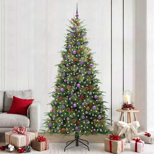  Kunstig sammensatt juletre med 300 LED grønn 240 cm PE og PVC