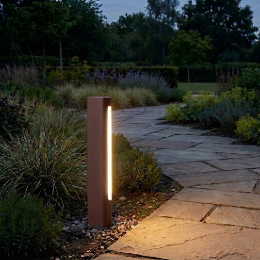 Celiora LED-gatelampe, høyde 45 cm, brun, IP65 – Lucande - Moderne - Aluminium - Kantet