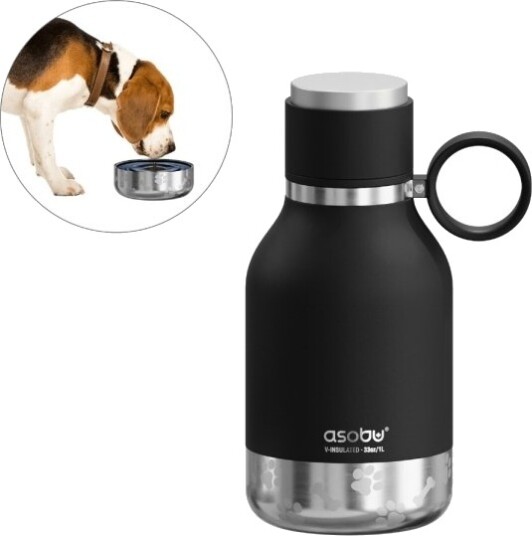 Asobu Dog Bowl Inne/Ute 1000 Ml Sort Metallisk Rustfritt Stål 14,6 Cm