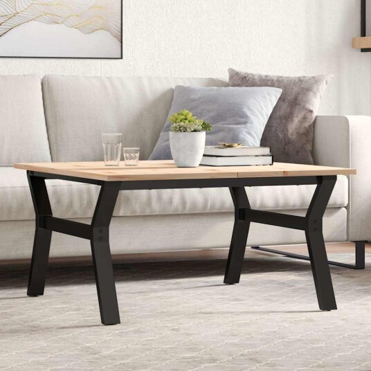 Salongbord Y-ramme 80x80x45 cm heltre furu og støpejern 3282707