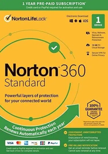 Norton 360 Standard 1 år / 1 enhet + 10GB skylagring Norton 360 Standard 1 år / 1 enhet + 10GB skylagring