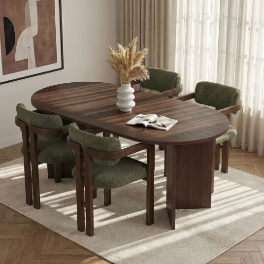 Vintar Spisebord- og stolsett 180x75x90 cm 5 deler - Milano Walnut, Dark Walnut, Green