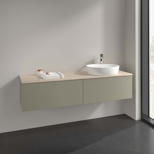 Villeroy & Boch Antao Servantskap med 2 skuffer 160x50x36 cm u/lys Steingrå/Crème