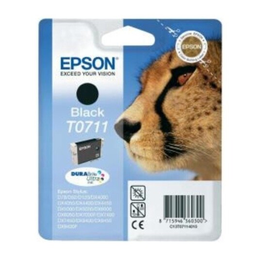 Epson T0711 BK blekkpatron - C13T07114012 Original - Svart 7,4 ml Epson T0711 BK blekkpatron - C13T07114012 Original - Svart 7,4 ml