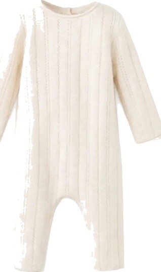 Mango Openwork Knitted Jumpsuit LIGHT BEIGE 6-9M