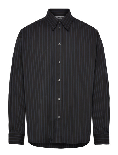 Weekday Oversized Button-Up Poplin Shirt - Black - L