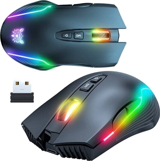 Onikuma CW905 Trådløs Gamingmus med RGB-belysning - Svart