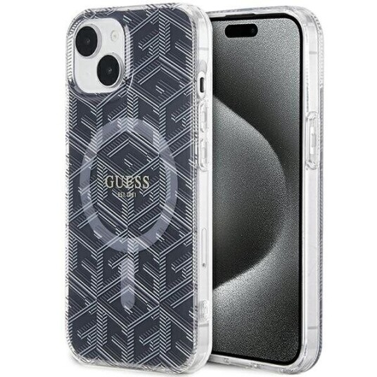 Guess IML GCube MagSafe Mobildeksel for iPhone 15/14/13 - Svart