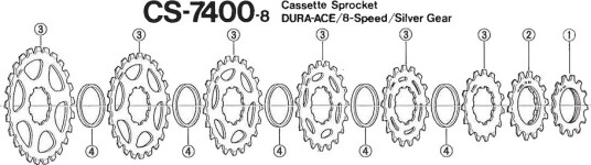 Shimano Dura Ace klinge 16 tanns til UG kassett CS-7400