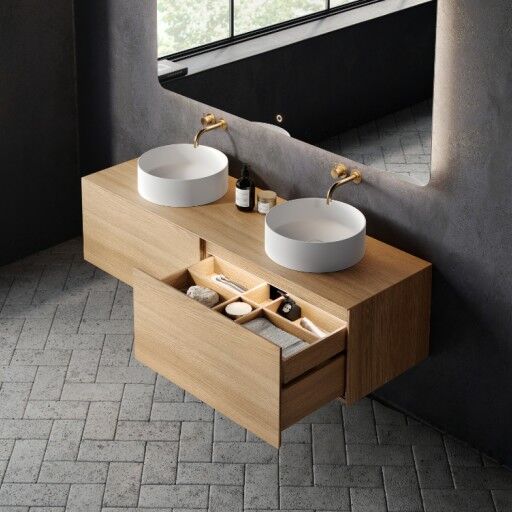 Copenhagen Bath Bergen 160 Servantskap 160x50 cm med 2 skuffer Børstet Eik Copenhagen Bath Bergen 160 Servantskap 160x50 cm med 2 skuffer Børstet Eik