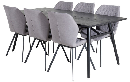 Venture Home Sleek Matgruppe Forlengningsbar 195 cm Rektangulær med 6 Gemma stoler Sort