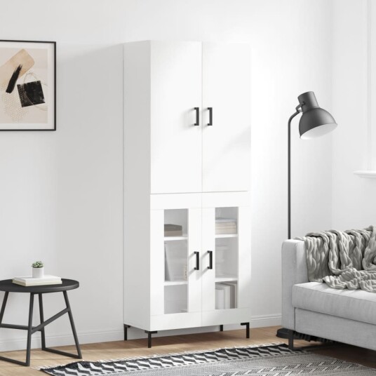 vidaXL Highboard hvit 69,5x34x180 cm konstruert tre 8720845409807