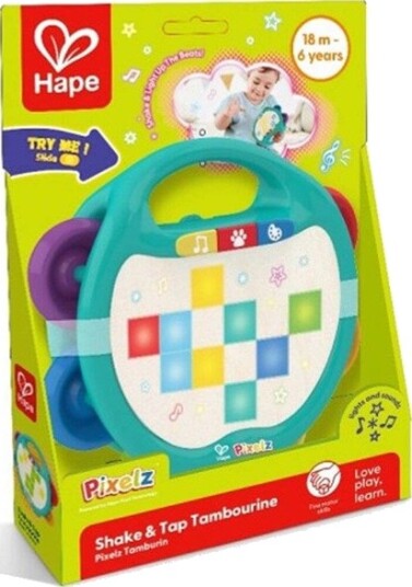 Hape Pixelz Shake & Tap Tambourine Multi/patterned One Size Hape Pixelz Shake & Tap Tambourine Multi/patterned One Size
