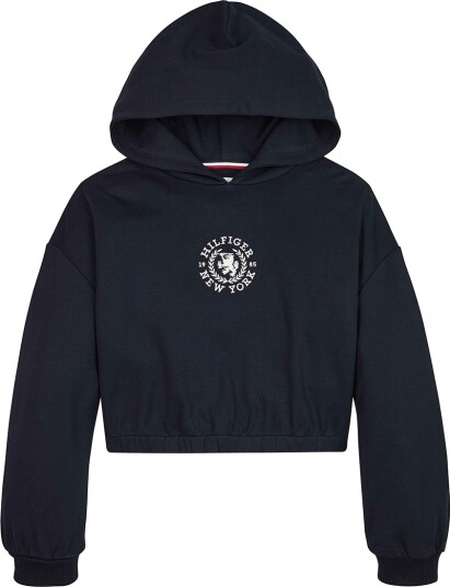 Tommy Hilfiger Hettegenser Viskose Crest Logo Desert Sky Tommy Hilfiger 10 år 140 Hettegenser Blå