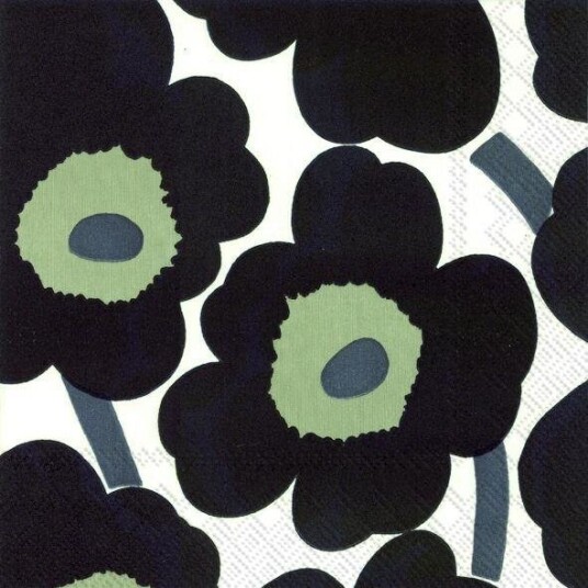 Ihr Marimekko Unikko hvite sort lunsjservietter
