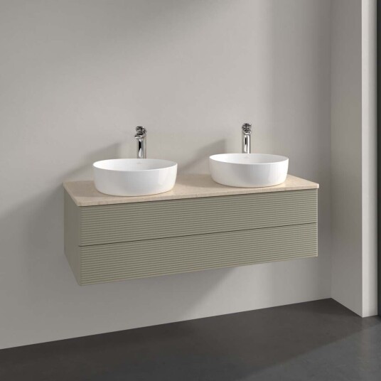 Villeroy & Boch Antao Servantskap med 2 skuffer 120x50x36 cm u/lys Steingrå/Crème Villeroy & Boch Antao Servantskap med 2 skuffer 120x50x36 cm u/lys Steingrå/Crème