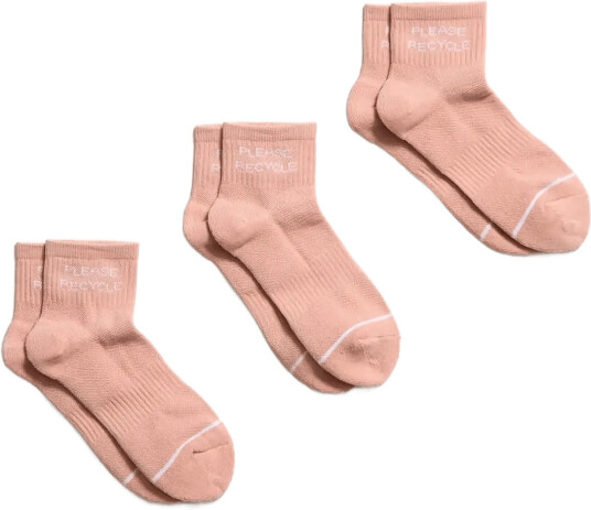 Girlfriend Collective | 3 Pack Please Recycle Quarter Crew Sock | ONE SIZE