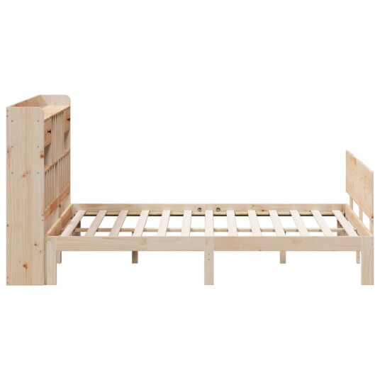 Seng med bokhylle uten madrass 180x200 cm heltre furu 8721158614858