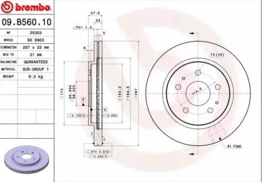 Bremseskive BREMBO 09.B560.10
