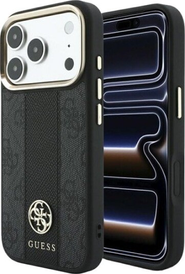 GUESS 4G with Stripe Round and Classic Logos MagSafe Case for iPhone 17 Pro Max / 18 Pro Max - Black