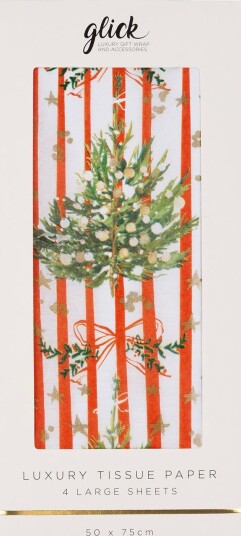 Silkepapir Spruce Red Stripe