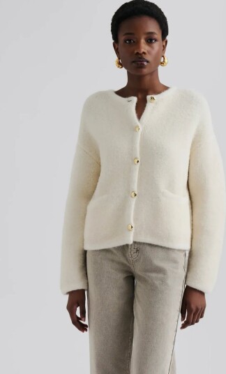 Malina Carly Wool Blend Cardigan Cream L