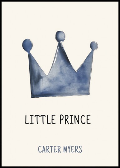 Minimalist Blue Crown Wall Art for Children Plakat / 50x70