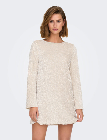 ONLY Onlanika Sequins Ls Bow Dress Wvn Cs - White - XS