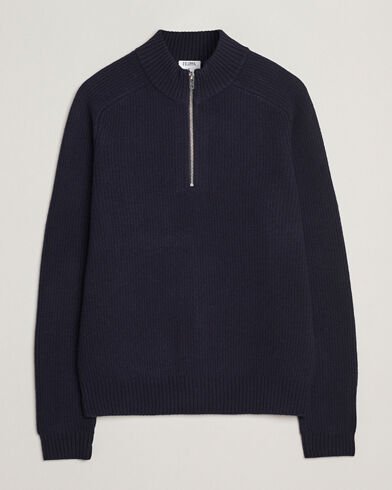 Filippa K Ribbed Wool Half Zip Navy
