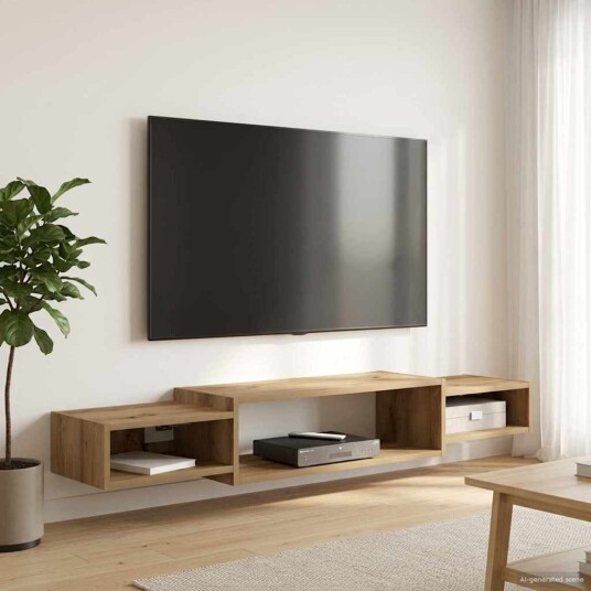 vidaXL Vegghengt TV-skap Veggmontert Artisan eik 140 x 28 x 21 cm