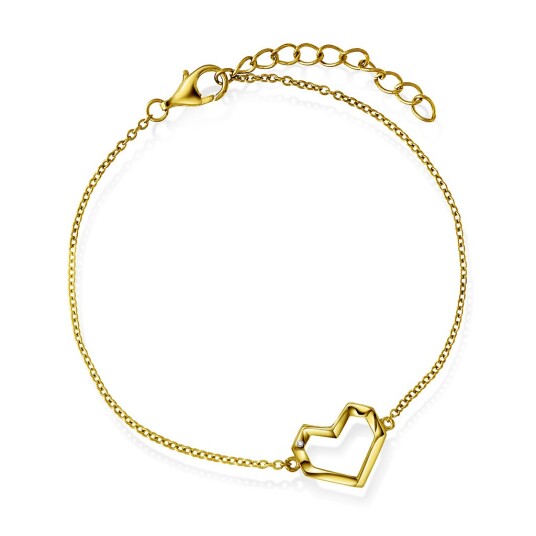 Pan Jewelry Armbånd i forgylt 925 sølv med hjerte Pan Jewelry Armbånd i forgylt 925 sølv med hjerte