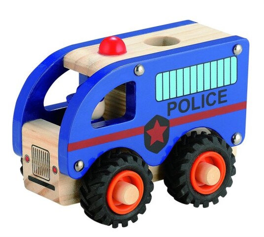 Magni Wooden police bus with rubber wheels 3896 Magni Wooden police bus with rubber wheels 3896
