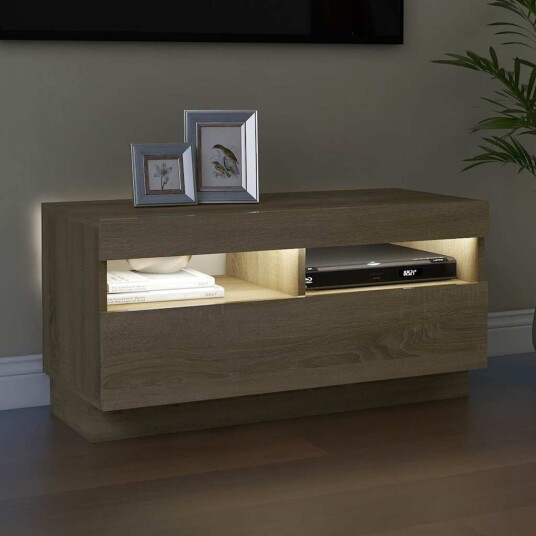 vidaXL TV-benk med LED-lys sonoma eik 80x35x40 cm vidaXL TV-benk med LED-lys sonoma eik 80x35x40 cm