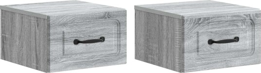  Vegghengt Nattbord med skuff 2 pcs Grå sonoma 34,5 x 33 x 20 cm