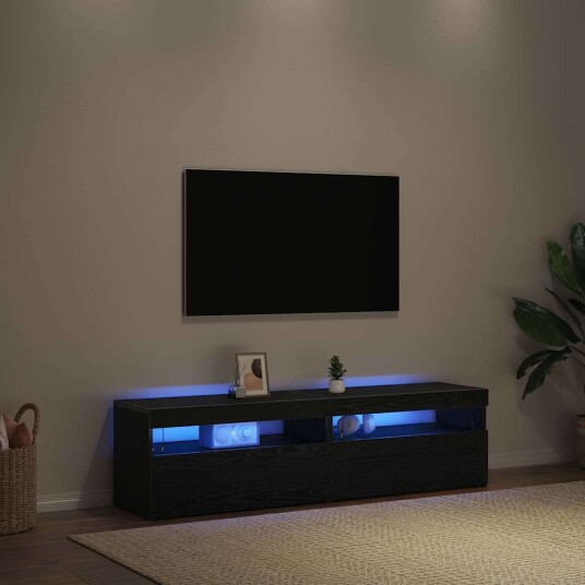TV skap 2 pcs Svart 75 x 35 x 40 cm Konstruert tre TV skap 2 pcs Svart 75 x 35 x 40 cm Konstruert tre