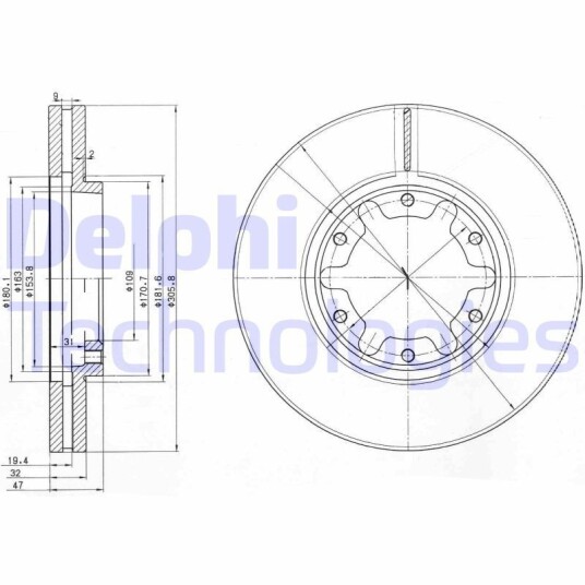 Bremseskive DELPHI BG3817 Bremseskive DELPHI BG3817